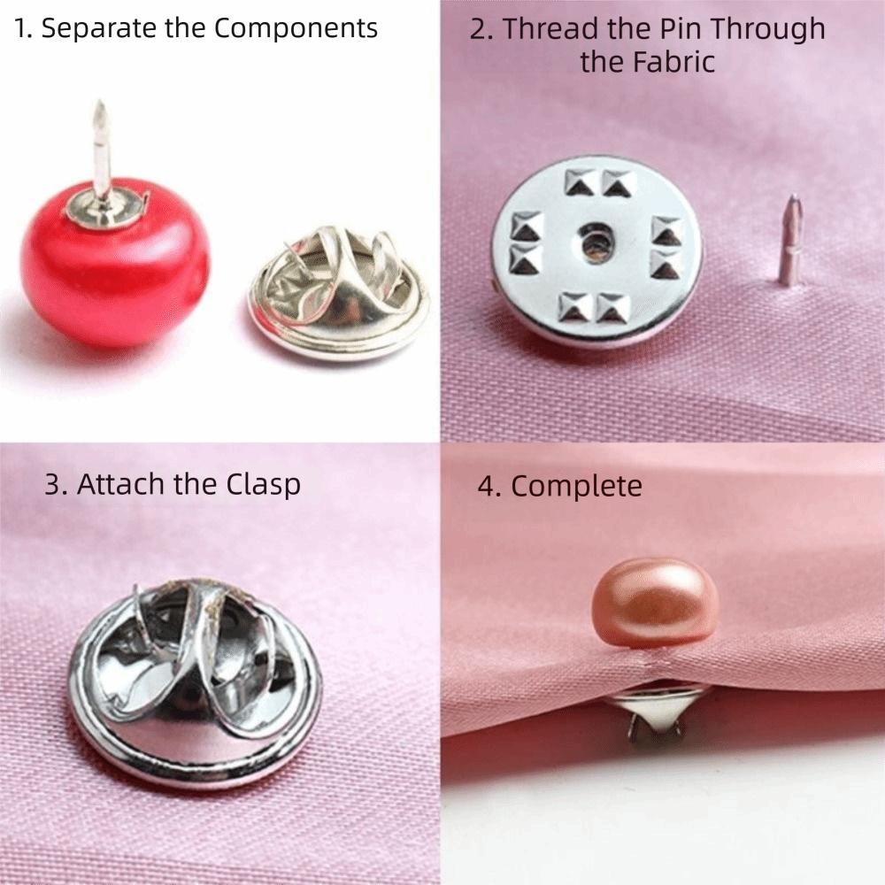 Adjustable Pearl Button Pins DIY Button Brooches Fashion Imitation Pearl Brooch Women Jewelry