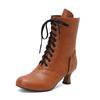 Fashion 2026 New Lace Up Ladies High Heel Shoes Strange Steampunk Boot Victorian Ankle Boots Women Pointed Toe Thick Soled Short Boots