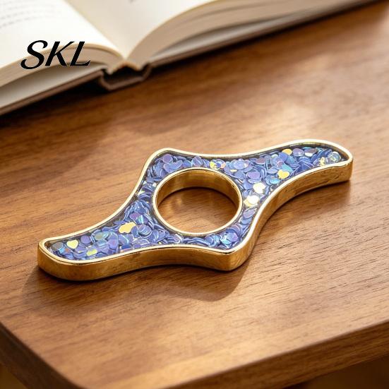 Eye-catching Glitter Bookmark Book Page Holder, Thumb Ring Holder for Reading, Smooth Edge Metal Opener Reading Accessory Students Readers