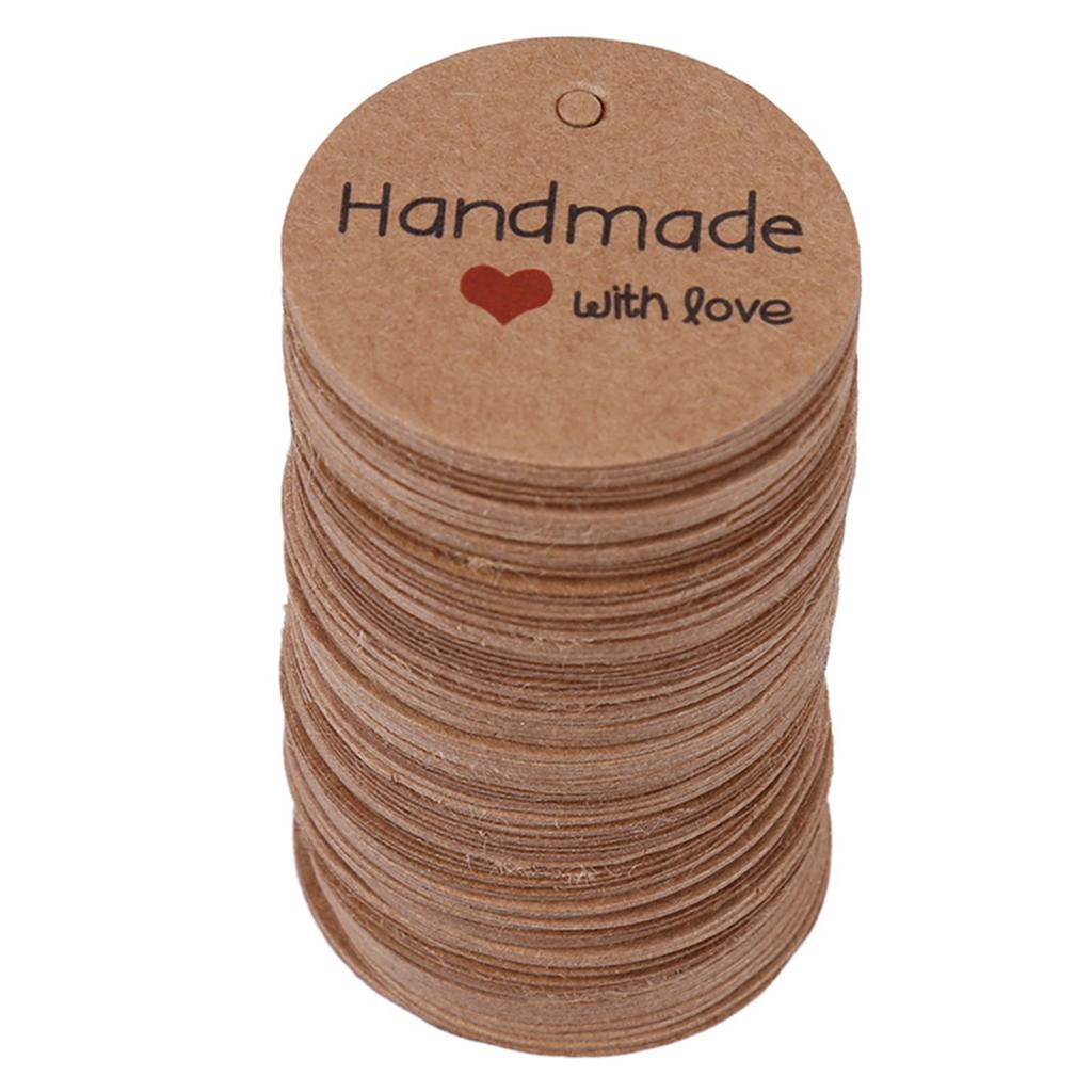 100 ks hnědých ručně vyráběných závěsných štítků na svatební dárky, visačky na dezerty, cenovky na šperky #3