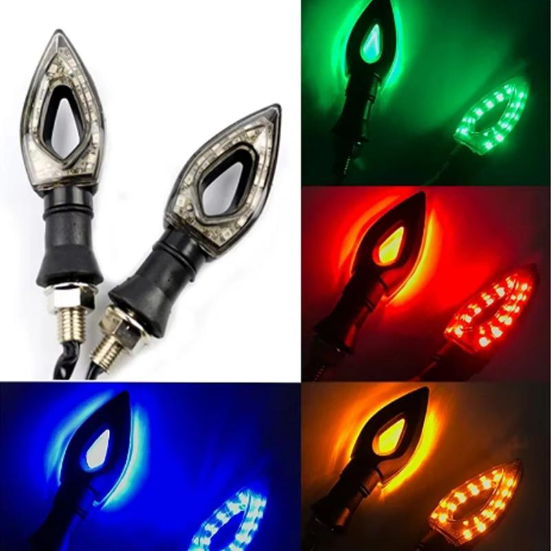 Motorcycle LED Turn Signal Indicator Light Amber Blade Lights Indicator Waterproof Universal Blinkers Flashing Moto Bike Accesso