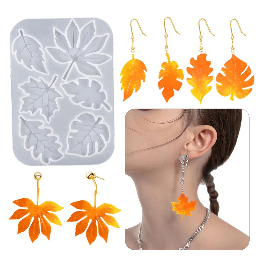 Silicone Pendant Mold Earring Molds Maple Leaf Shape Jewelry Molds Silicone Texture Present for Jewelry Enthusiasts
