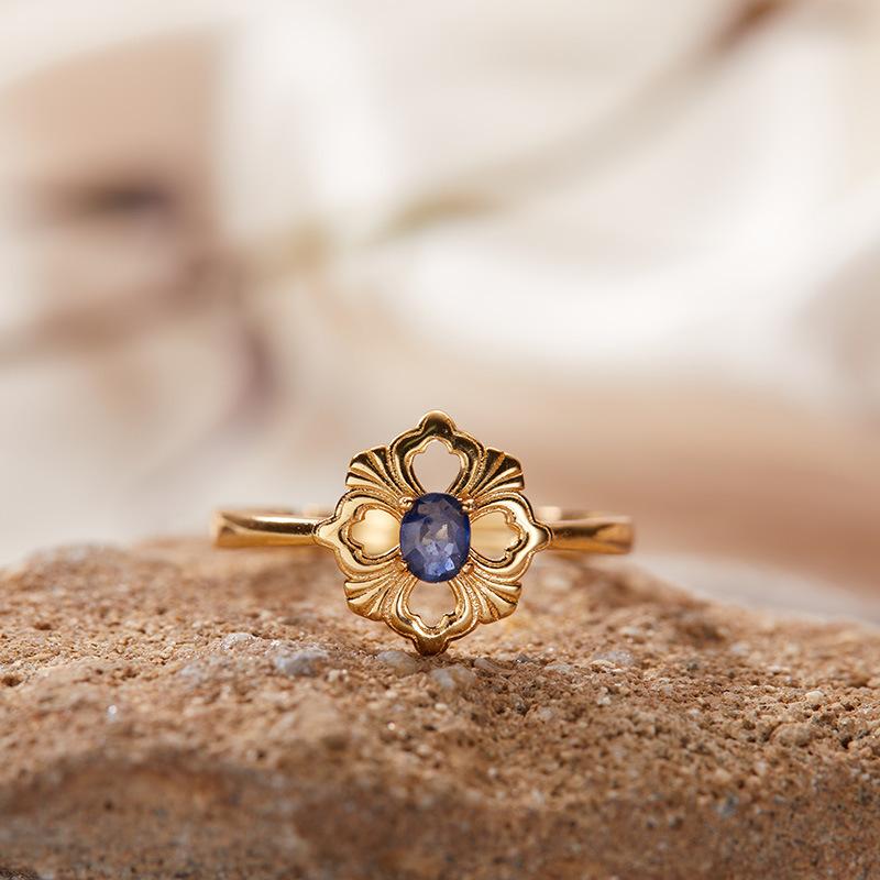 S925 Sterling Silver Natural Colored Treasure Necklace Women'S Niche Light Luxury High-End Set French Retro Brushed Collarbone Chain