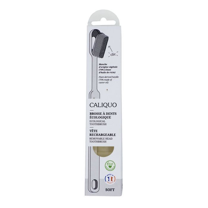 Rechargeable Toothbrush - Caliquo - White - Soft Bristles - Bioplastic - Made In France