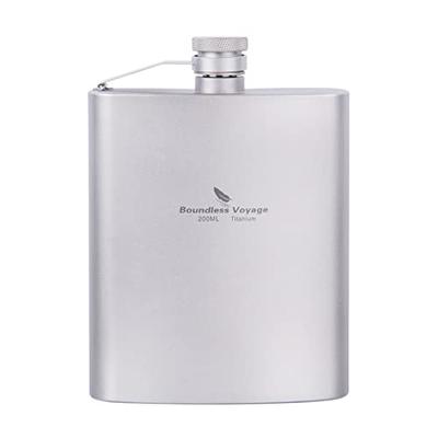 Boundless Voyage Titanium Hip Flask, 200ml, for Whiskey, Alcohol, and Sake, Ultra-Lightweight and Portable, Rust-Resistant