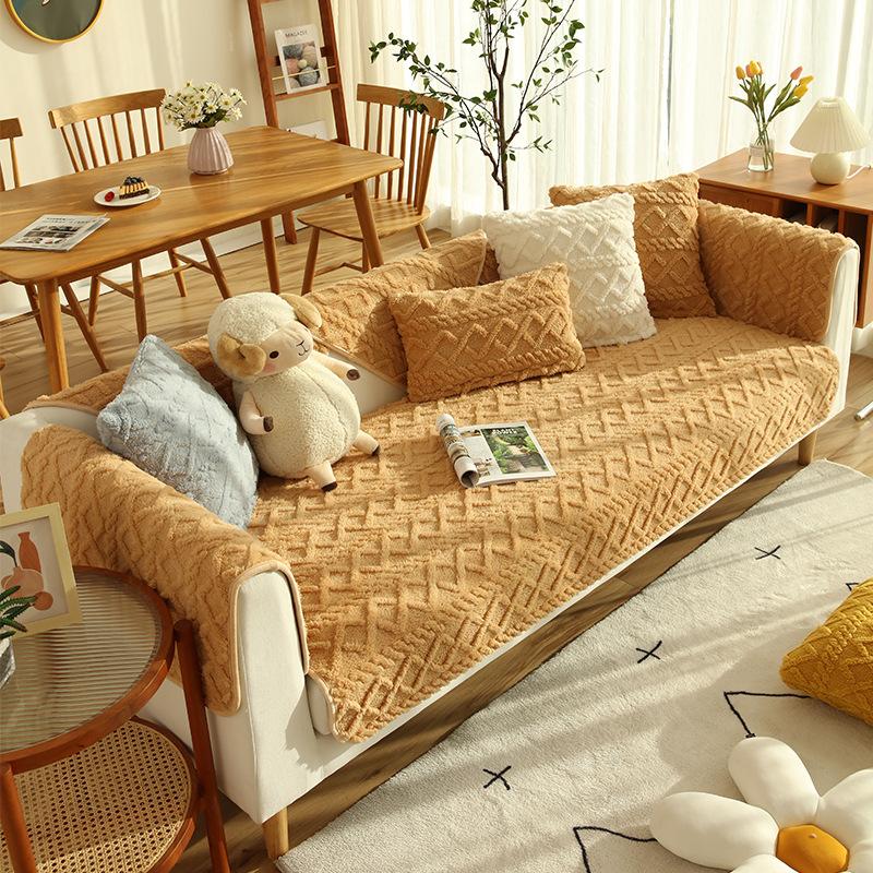 Winter Plush Sofa Cushion Simple Winter Thickened Cushion Leather New Non-Slip Sofa Cover All-Inclusive Cover Towel