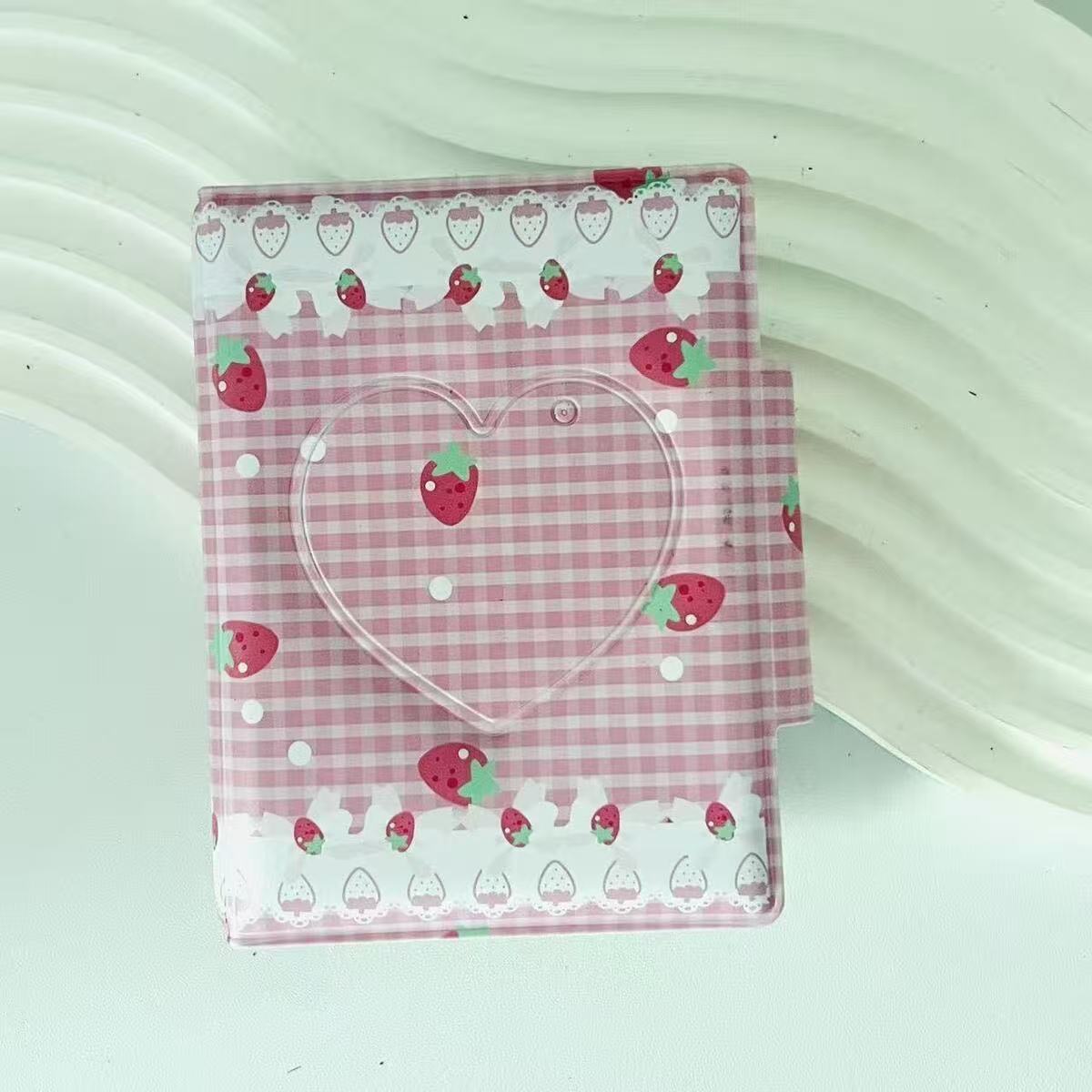 

New Japanese Korean Extranet Style Pink Love Angel Ribbon Reverse Buckle Polaroid Po Album Po Card Bag 3-inch Storage Book суничний