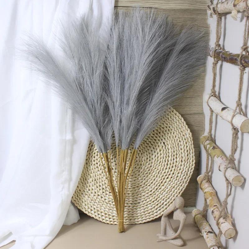 55CM Fluffy Pampas Grass Boho Decor Flower Fake Plant Reed Simulated Wedding Party Home Decoration Artificial Flowers