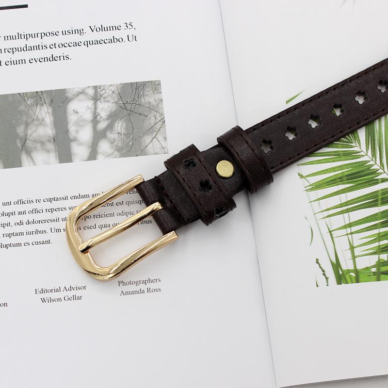 

Ladies Belt Flower Full Hole Belt Student Jeans Decorative Belt No Punching глубокая кофе