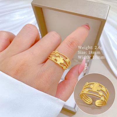 Echtgold Minimalistischer Fengsen Ring Öffnung Verstellbar Schlichter Schmuck Japanischer Ring Partnerring