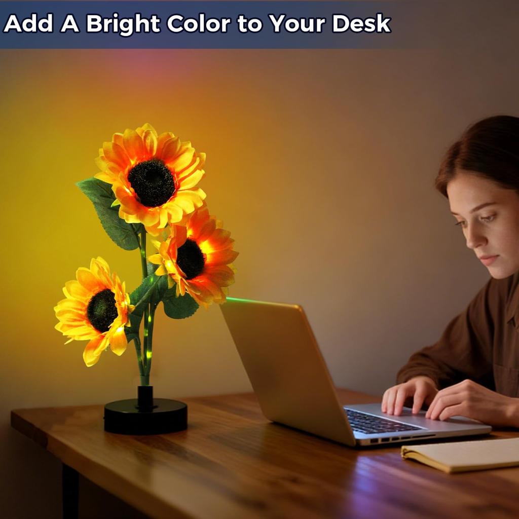 Sunflower Solar Garden Lights - Waterproof Outdoor Decoration, 40H Powered, 2pcs