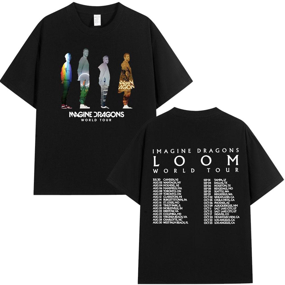 Summer Adult Imagine Dragons Loom World Tour Rock Band Tshirt Cartoon Dragon High Quality 100 Cotton Mens Women Shortsleeved