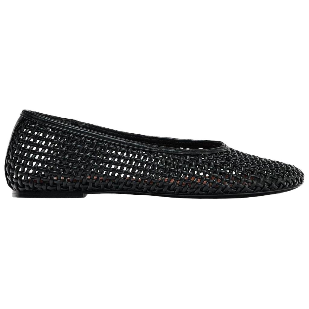 Zara Minimalist Elegant Woven Round Toe Flat Fashion Ballet Casual Shoes Women Flats Black 12524510800