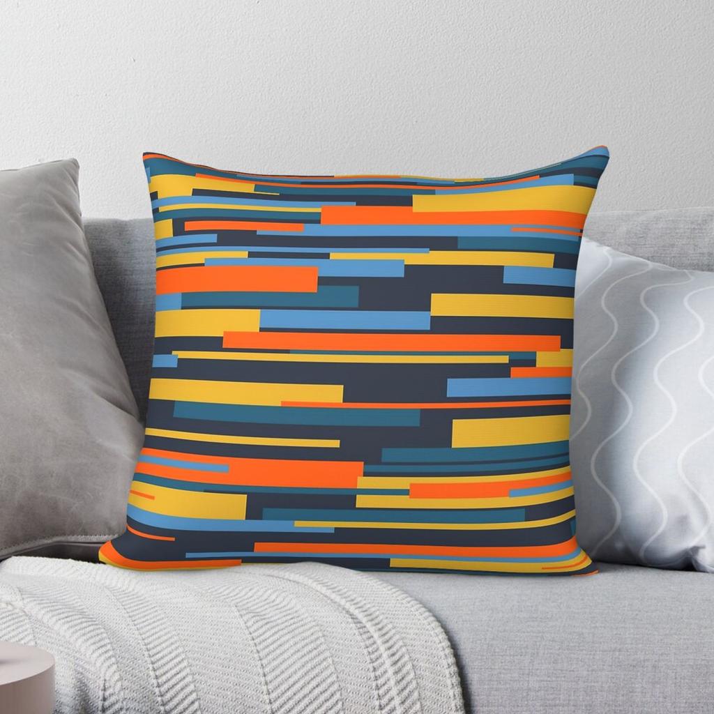 Wright Dark Blue Orange Mustard Square Pillowcase Polyester Linen Velvet Creative Zip Decorative Throw Pillow Case Bed Cover