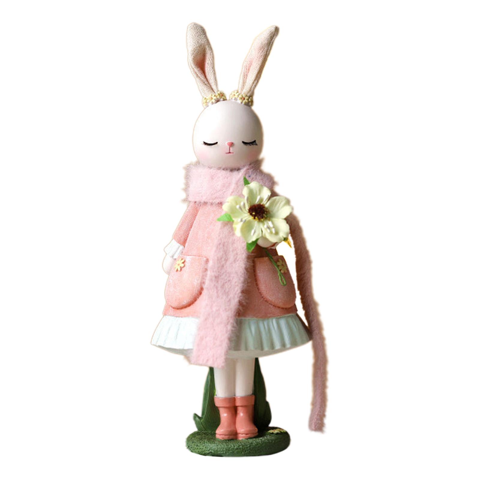 

Статуэтка пасхального кролика, резиновая статуэтка кролика, шарф, декоративные поделки, аксессуар для украшения внутреннего двора, сада, двора A