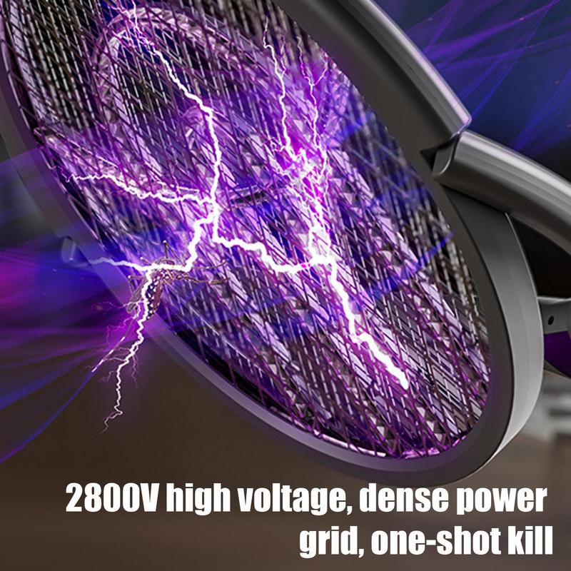 Elektrischer Fliegenklatscher 2800V Fliegenklatscher Schläger USB Wiederaufladbar 5-Schicht Schutzgitter Mückenfalle Fänger Für Innen Haus Hinterhof