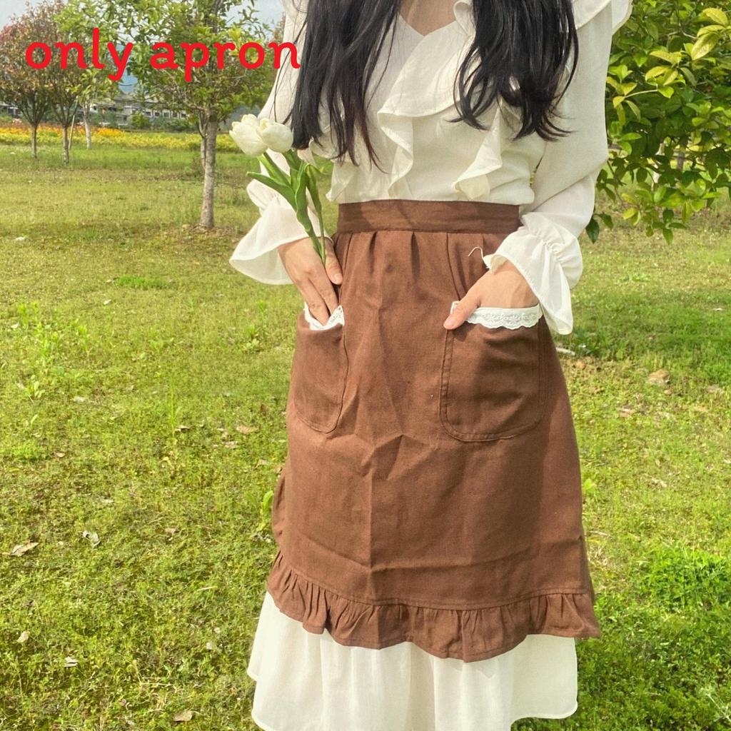 Cotton Linen Sleeveless Apron With Lace Trim For Kitchen Cooking And Baking