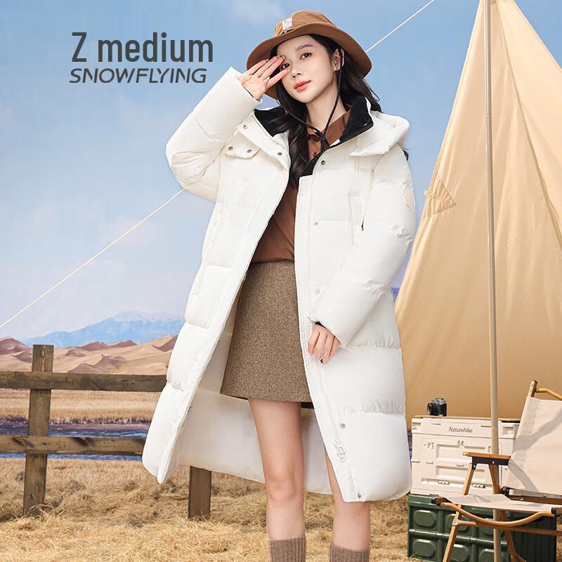 SNOWFLYING Women's Mid-Length Hooded Duck Down Jacket