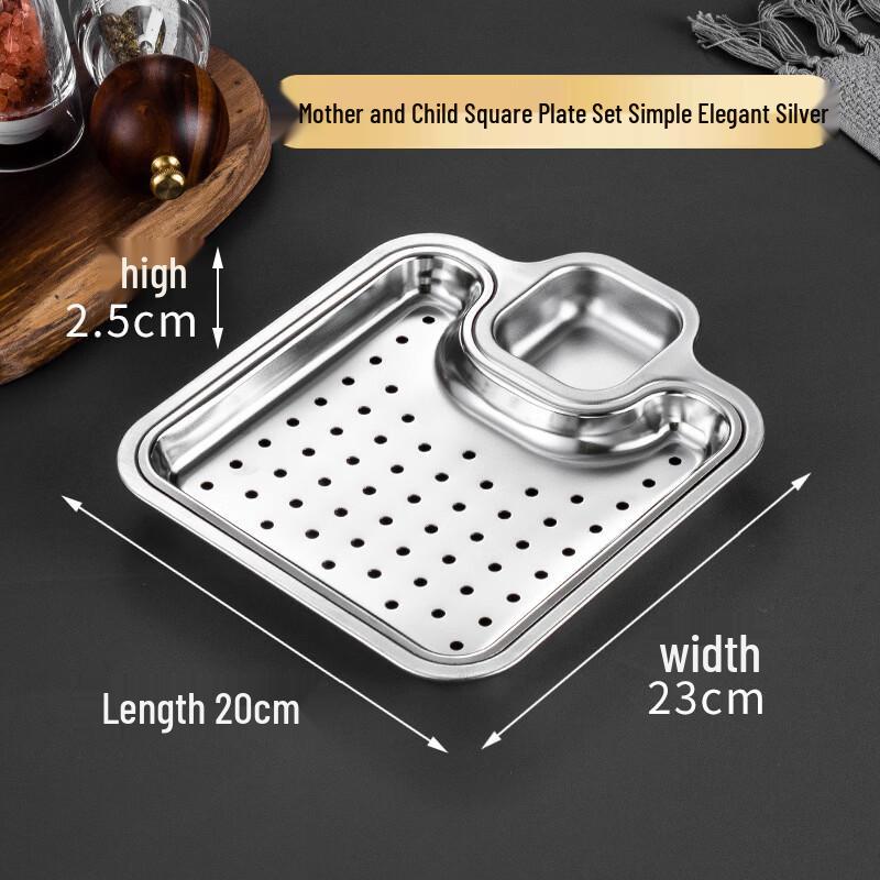 Stainless Steel Three-Compartment Square Dipping Tray