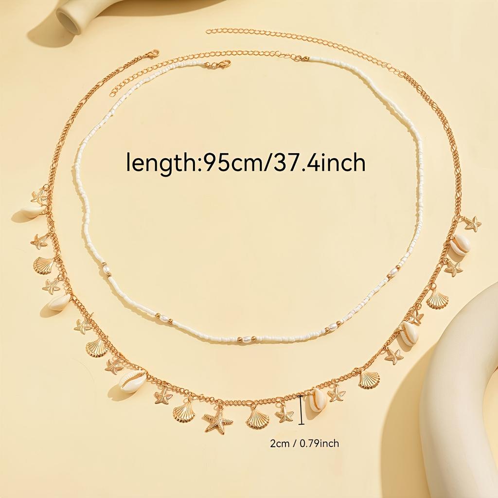 Boho Sexy Fashion Layered Tassel Starfish Waist Belly Chain Women Summer Beach Sea Turtle Conch Shell Pearl Body Chain Jewelry