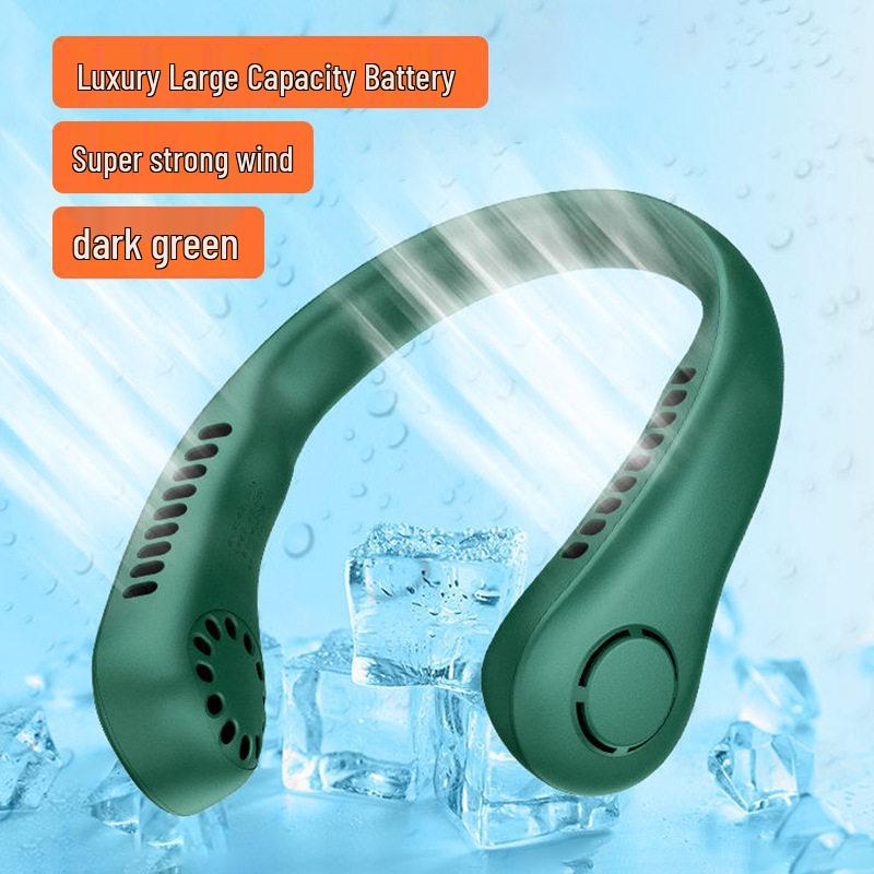Rechargeable Bladeless Neck-Hanging Mini Fan - Green, White, Pink 10000mAh зелёный
