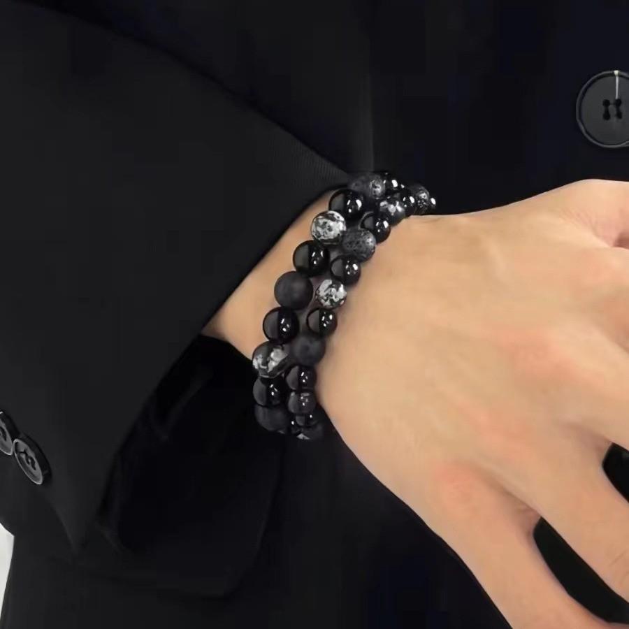 Obsidian Beaded Unique Bracelet Lightweight Handcrafted Jewelry For Men And Women