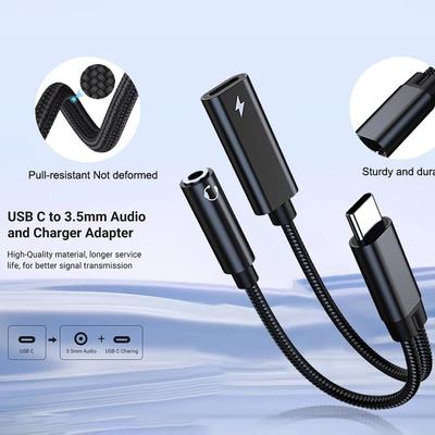 Multifunktions-USB-C-zu-3,5-mm-Adapter Universeller Typ-C-zu-AUX-Adapter Schnelles Aufladen