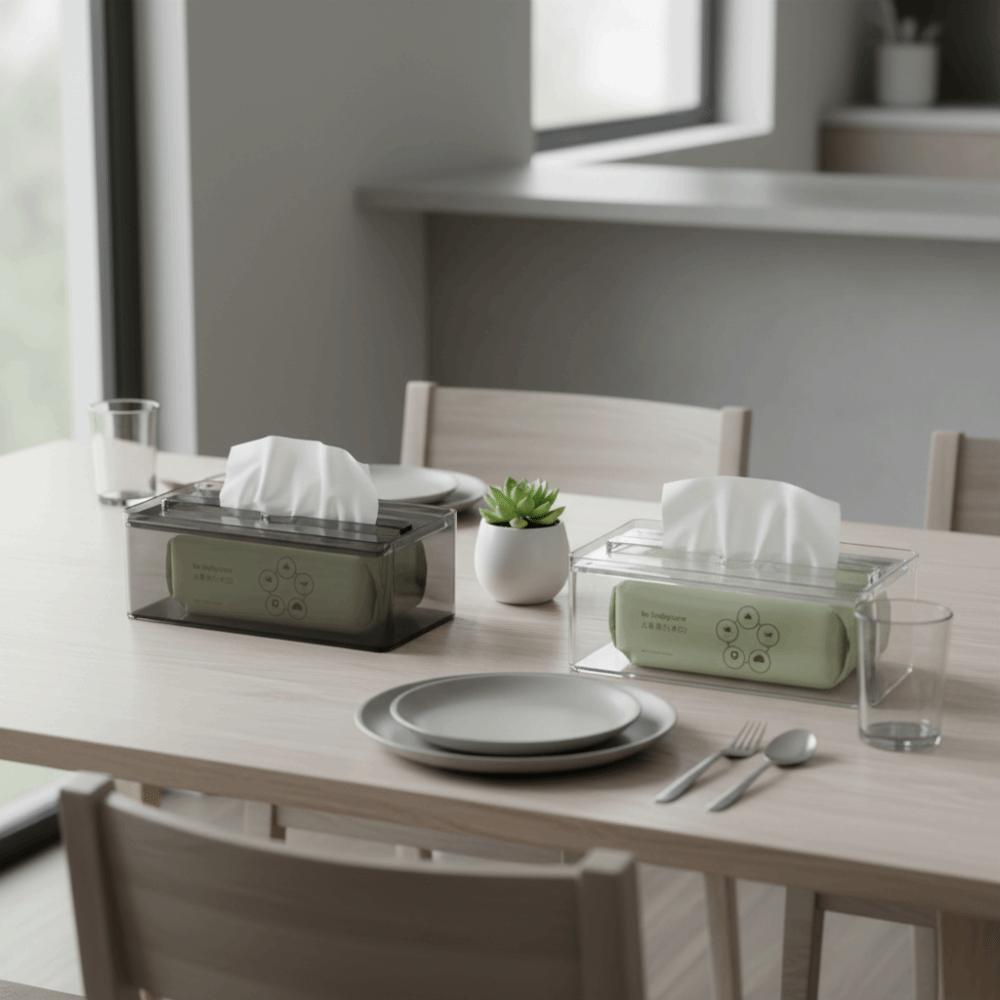 Waterproof Transparent Tissue Box Rectangular Multi-Functional PET Tissue Container Large Capacity Space-saving Tissue Dispenser