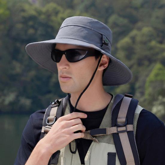 Fisherman Hat Adjustable Size Wide Brim Quick Drying Bucket Hat with Compass Design Foldable Outdoor Sun Protection Hat