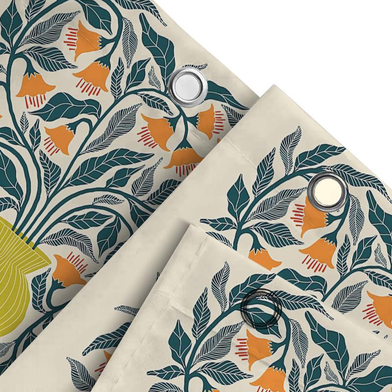 וילון מקלחת אלגנטי עם זר פרחים למגע של טבע אמבטיה בד ידידותי לסביבה לא רעיל עיצוב בית אביבי