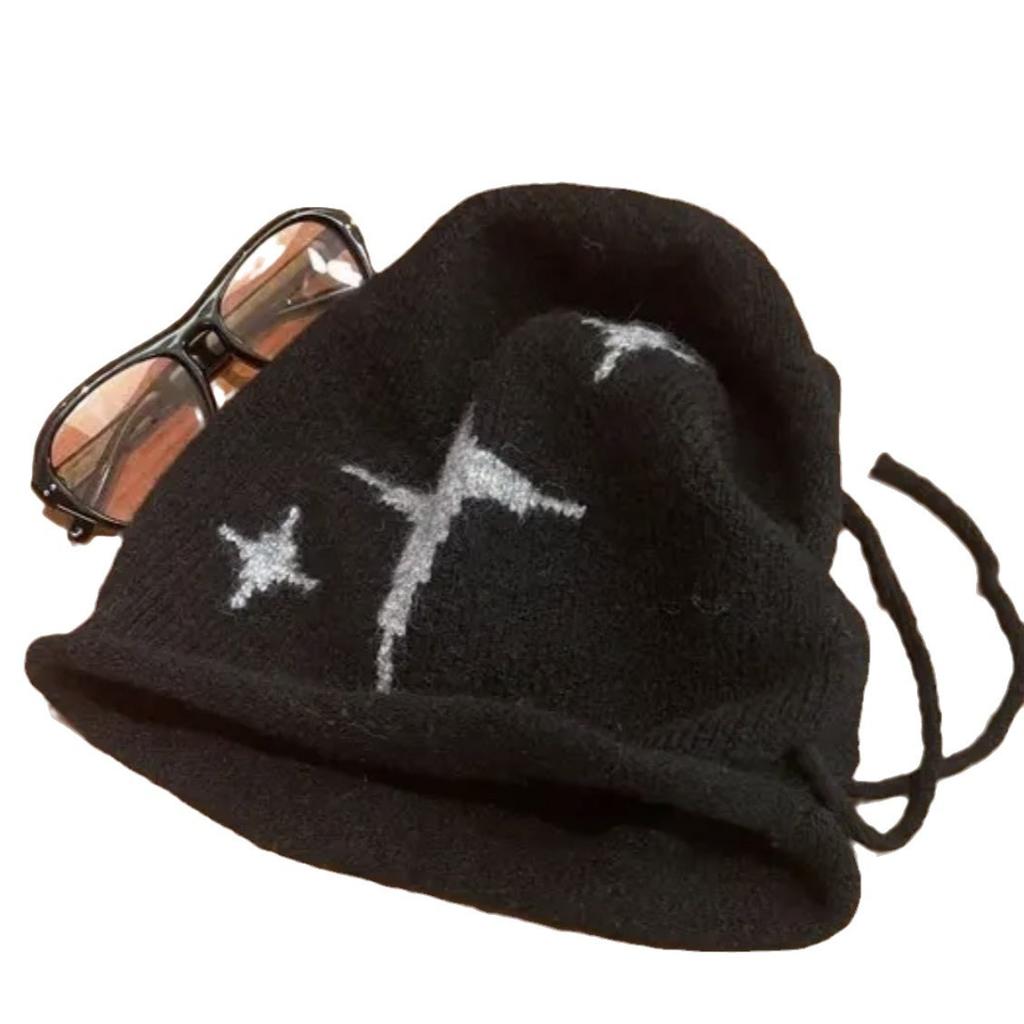Autumn and Winter Do Not Choose Head Circumference Enlarged Drawstring Hat Women's Cloud Warm Knitted Hat Men's Pile Hat Cold Hat Casual Hat