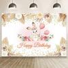 Prinzessin 1. Geburtstag Foto Hintergrund – Rosa Kaninchen Thema, Perfekt für Babyparty & Fotostudio Requisiten-Wandteppich