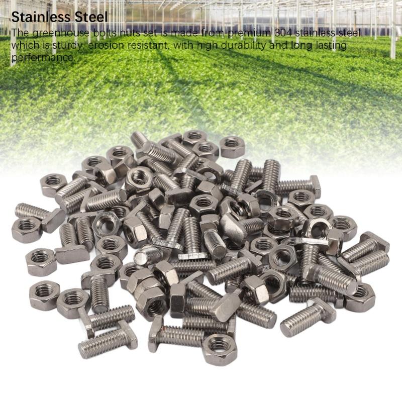 50 Stück Gewächshaus Schrauben Muttern Set Edelstahl M6X14 Schrauben Und M6 Sechskantmuttern Für Außenpflanzen Gartenbau