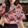 New project: Top 3D printed short sleeved shirt, retro round neck T-shirt