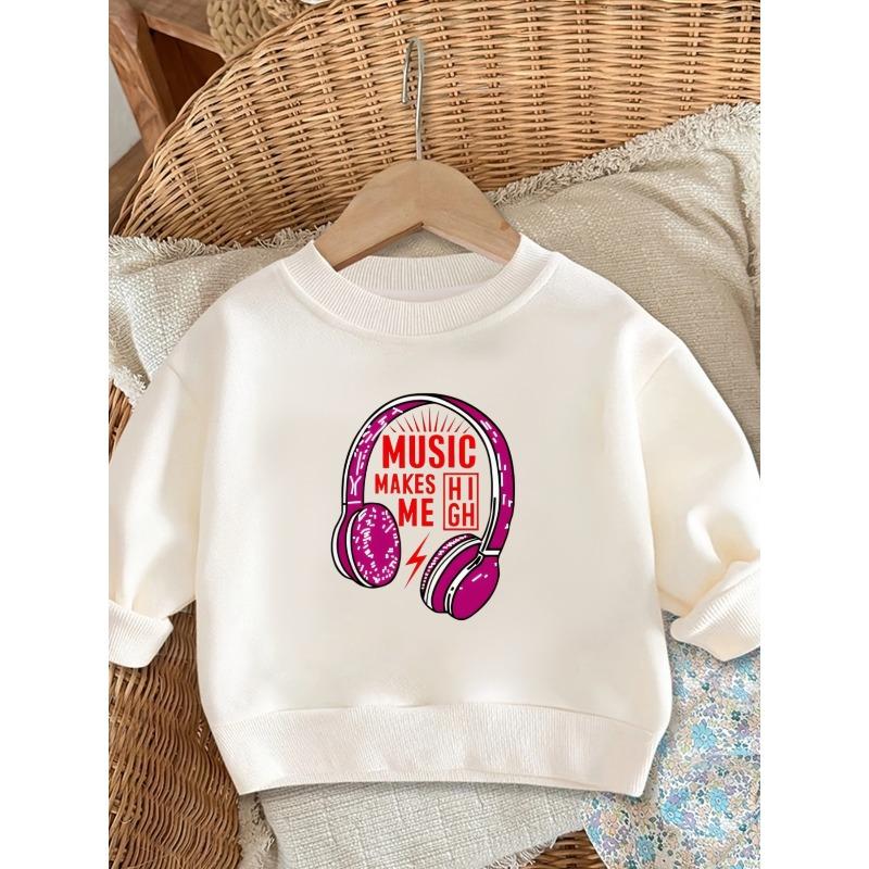Cute Print Pattern Easy Sweet Baby Girl Spring Thin Round Neck Sweatshirt