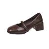 French Thick Heel High Heels Square Head Small Leather Shoes Women's 2025 New Summer and Autumn with Skirt Loafers Mary Jane Single Shoes