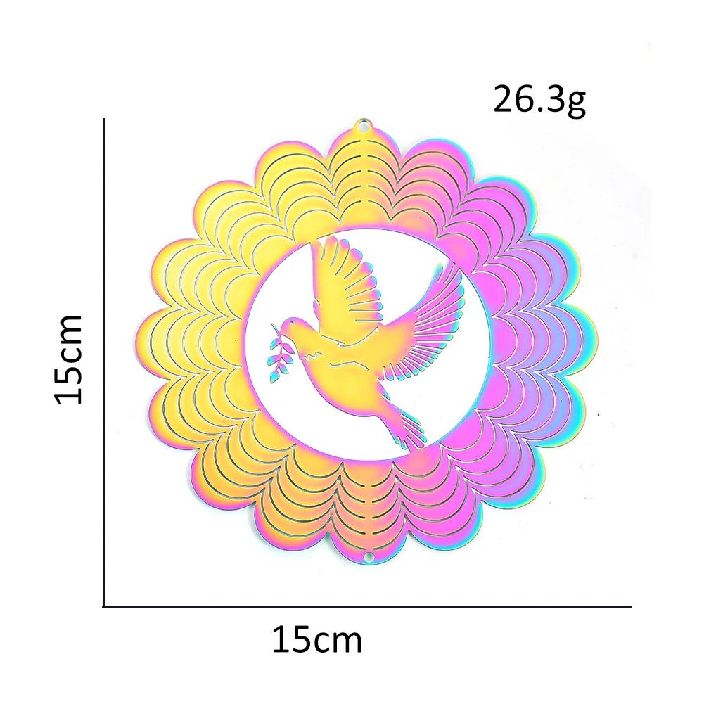 

Dove of Peace Wind Spinner 3D Olive Branch Pigeon Stainless Steel Flowing Wind Chimes Hanging Whirligigs Windmills Yard Decor