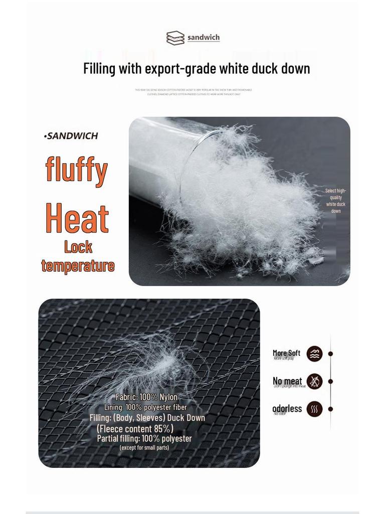 Warme Daunenjacke für Herren: Winter dick gefüttert, mit Samt gefüttert, kältebeständig, 90% weiße Entendaunen, lockere Passform mit Stehkragen.