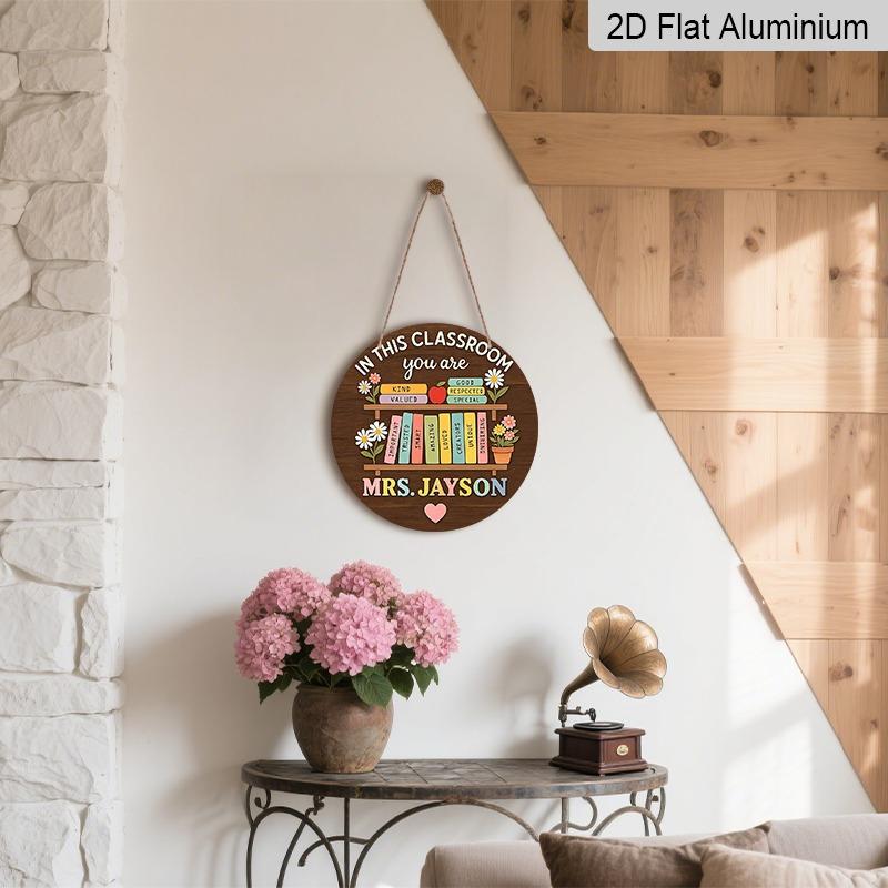 Revêtement mural en aluminium premium 2D plat, style vintage, disponible en différentes tailles. Orné de motifs de Livre, de Fleur et de Pomme. Convient pour l'intérieur