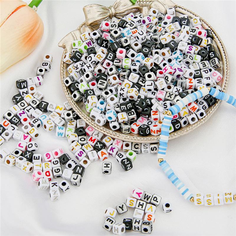 Handmade Bracelet Beads 5x5mm Acrylic English Letters Square Beads Beading Jewelry Accessories Handmade Pendant Diy Bracelet Materials
