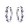 925 Silver Purple Inlaid Stone Earrings Jewelry Versatile Hoop Earrings For Women Jewelry Fine Birthday Party Gifts