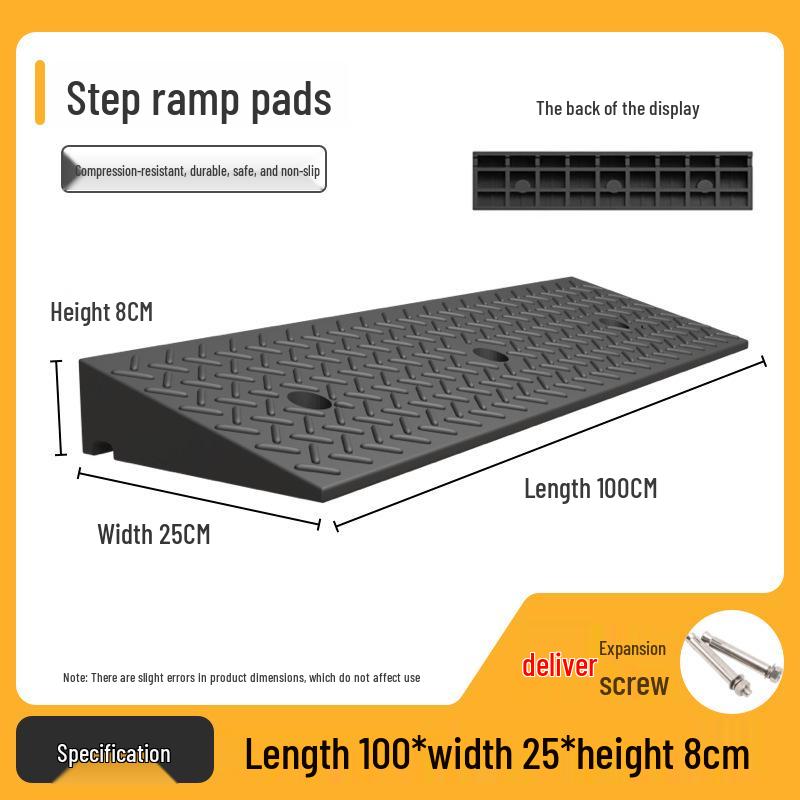 Rubber-Plastic Anti-Slip Speed Bump Curb Ramp Mat for Cars