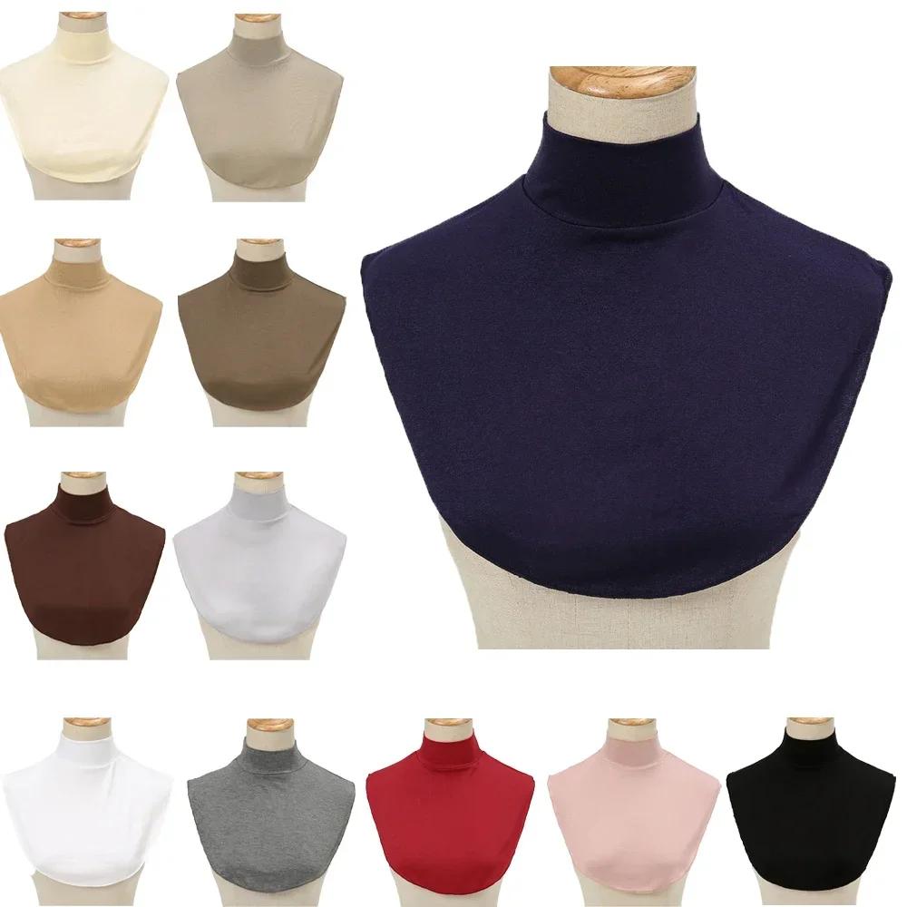Modal Turtleneck Fake Collar Islamic Hijab Muslim Women Extensions Mock Neck Half Tops Blouse False Collars Detachable Neck Warm