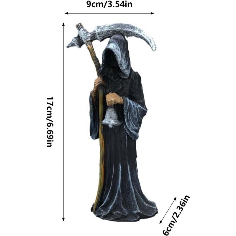 Resin Halloween Holy Death Statue Standing Religious Decorative Figurine Grim Reaper Holding Scythe Statue Altar Halloween Decor