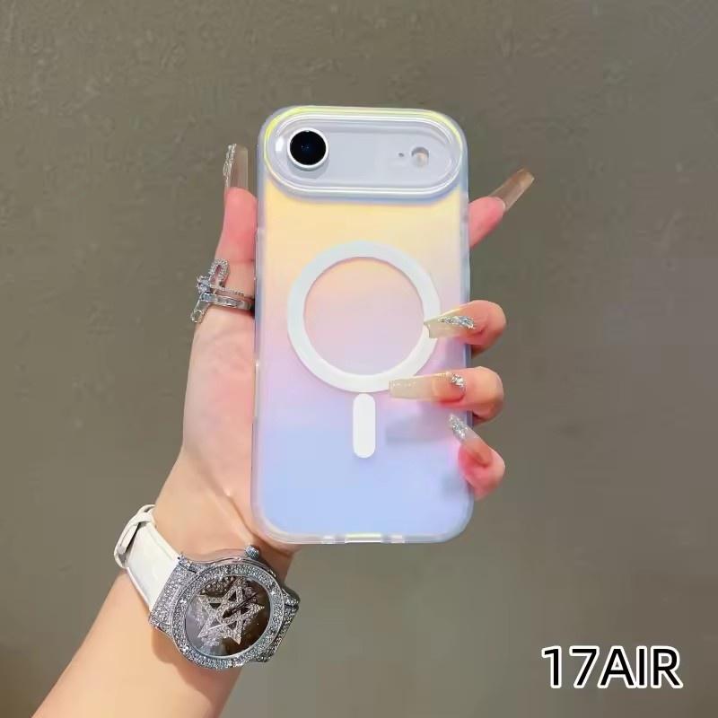 For Iphone 17 Pro Max Laser Color-Changing Matte Phone Case 17Pro Magnetic Cover 17Air Gradient Colors Cases Sun Set Sky