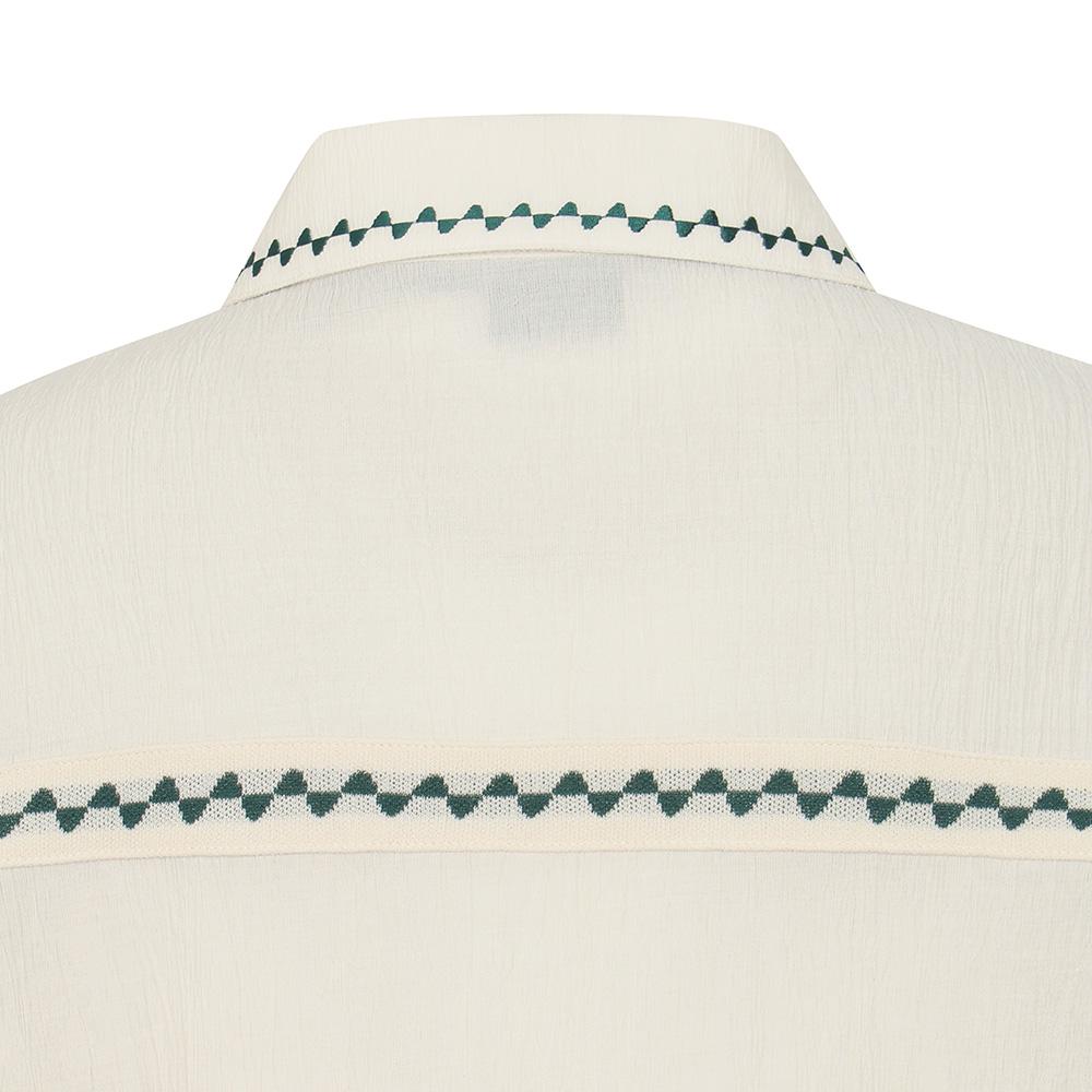 MALBON GOLF Summer Pleated Half-Open Collar T-Shirt Ivory (Man)