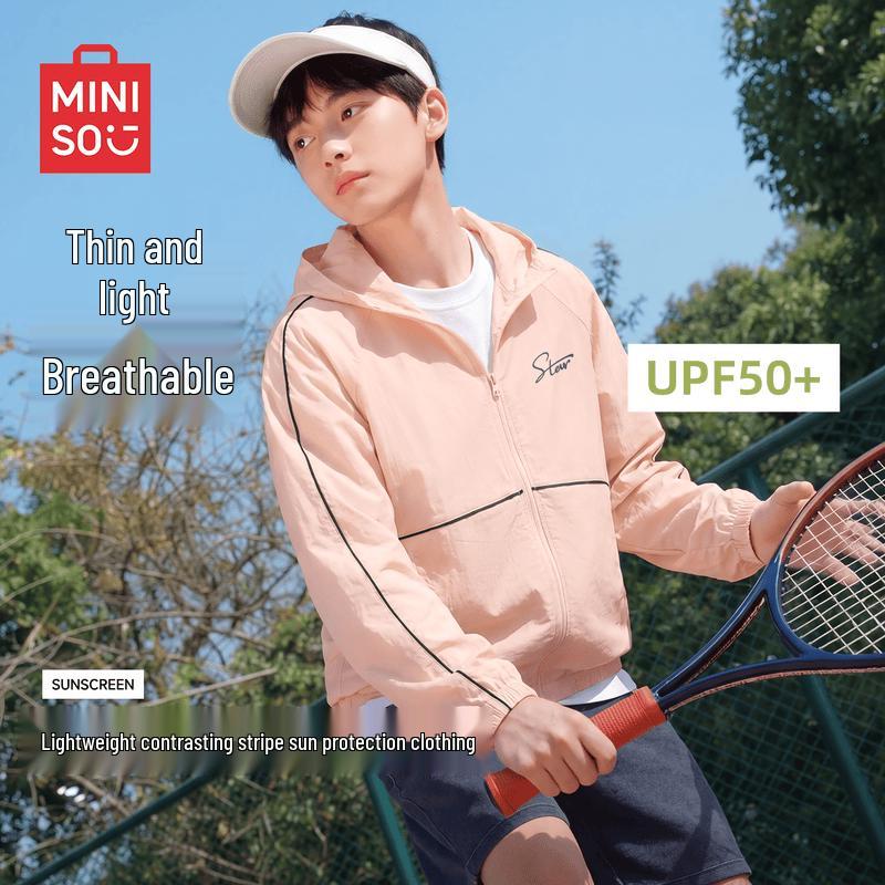 MINISO Men s Ice Silk Hooded Sun Protection Jacket M розовый