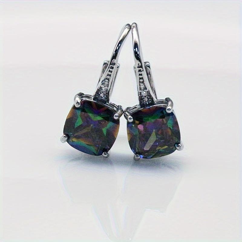 Exquisitely Crafted Quadrate Earrings Inlaid Artificial Zircon And Rhinestones Fashionable Hoop Earrings For Women Daily And Party Decor