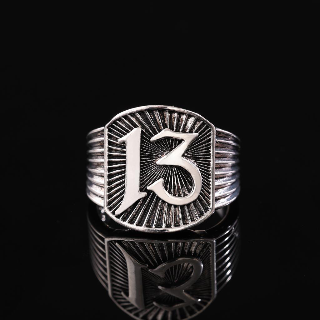 New European and American Retro Men's Ring Light Number 13 Ring