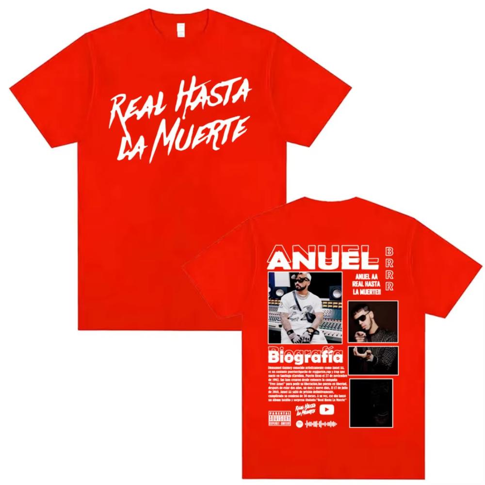 

Rapper Anuel AA Real Hasta La Muerte Cover T Shirt Male Fashion Hip Hop Oversized T Shirt Men Women Casual O-Neck Loose T-shirts 4XL
